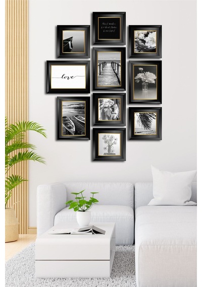 10 Parçalı Çerçeve Görünümlü Mdf Tablo Seti Flm059 Çok Renkli - 713604697 Çok Renkli