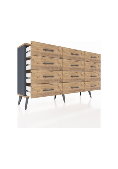 Arges Konsol 12 Çekmeceli 132x30x83 Antrasit-çam/çam Çam/çam Arges Konsol 12 Çekmeceli 132x30x83 Antrasit-çam/çam Çam/çam