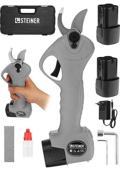 Steiner 128 Vf 10 Ah Kömürsüz Motor Akülü Bağ Makası Çantalı Gri