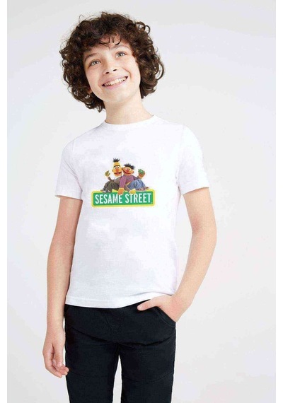 Tshirthane Susam Sokağı Baskılı Unisex Çocuk Beyaz T-Shirt (534791088)