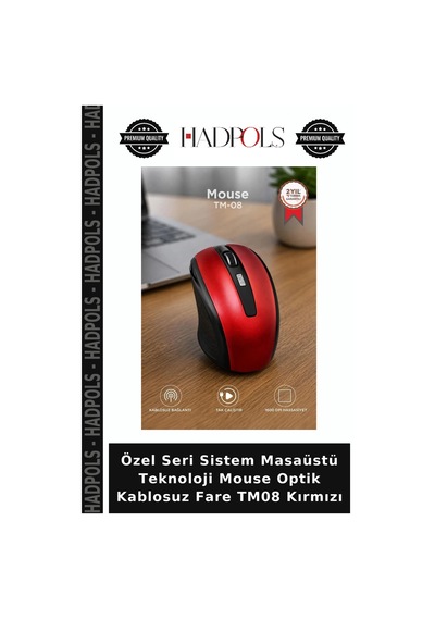 Özel Seri Sistem Masaüstü Teknoloji Mouse Optik Kablosuz Fare Tm08 Kırmızı