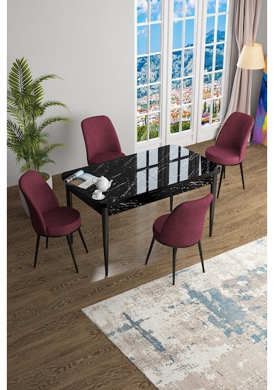 Canisa Concept Han Serisi 70x114 Açılabilir Mdf Mutfak Masası Takımı Siyah Mermer Desen Masa 4 Bordo Sandalye Masa Siyah Mermer Sandalyeler Bordo Canisa Concept Han Serisi 70x114 Açılabilir Mdf Mutfak Masası Takımı Siyah Mermer Desen Masa 4 Bordo Sandalye Masa Siyah Mermer Sandalyeler Bordo