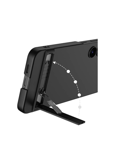 Galaxy S24 Kılıf Zore Kamera Korumalı Dikey Standlı Ays Kapak Siyah
