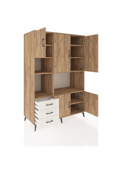 Kronos Dolap 9 Raflı 3 Çekmeceli 5 Kapaklı 132x59x195 Çam-çam... Çam