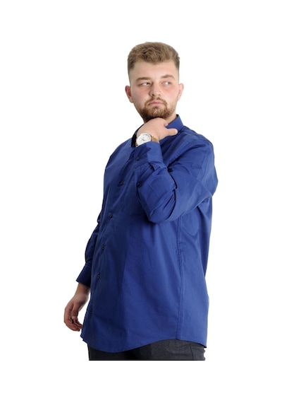 Mode Xl Büyük Beden Erkek Klasik Cepli Gömlek Likralı 20350 Saks 001