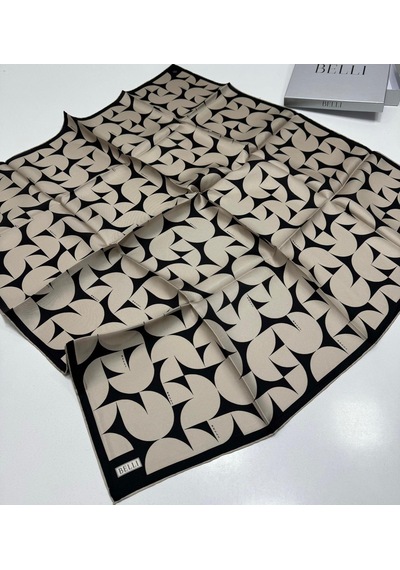 Belli Twill İpek Eşarp Vizon - Siyah