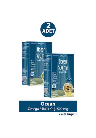 Ocean Omega 3 Balık Yağı 500 Mg 60 Kapsül 2 Adet