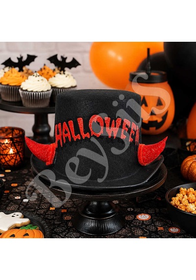 Beysüs Halloween Cadılar Bayramı Şapka Siyah Halloween Yazılı Tüm Yaşlar
