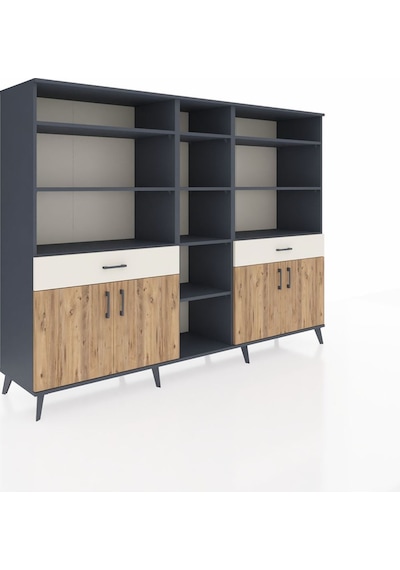 Hyperion Dolap 12 Raflı 2 Çekmeceli 4 Kapaklı 220x44x163 Antrasit Antrasit-çam/aytaşı Hyperion Dolap 12 Raflı 2 Çekmeceli 4 Kapaklı 220x44x163 Antrasit Antrasit-çam/aytaşı