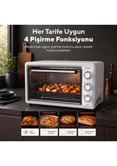 Kumtel LX-3575 45 L Beyaz Turbo Mini Fırın