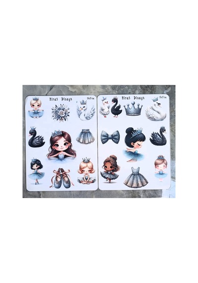Mavi Balerin Sticker Seti 2 Sayfa 13x17 cm Defter Laptop Telefon Etiketi