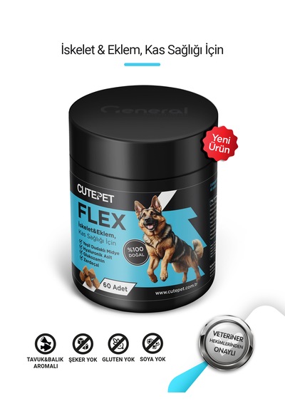 Cutepet Flex Köpek Eklem Ve Kemik Sağlığı Tableti 60 Adet Glukozamin, Kondroitin, Msm Destekli