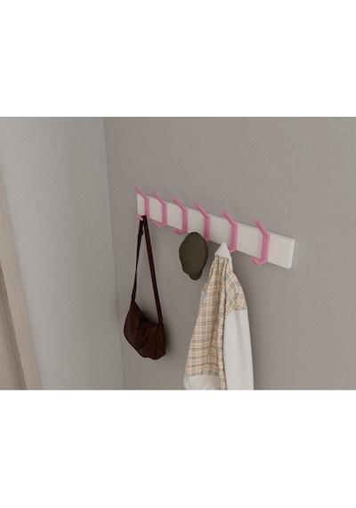 Hepsi3boyutlu Modern Duvar & Kapı Kanca Askılık - 6 Adet Pembe Kanca Askılık - Model No : 1 Pembe