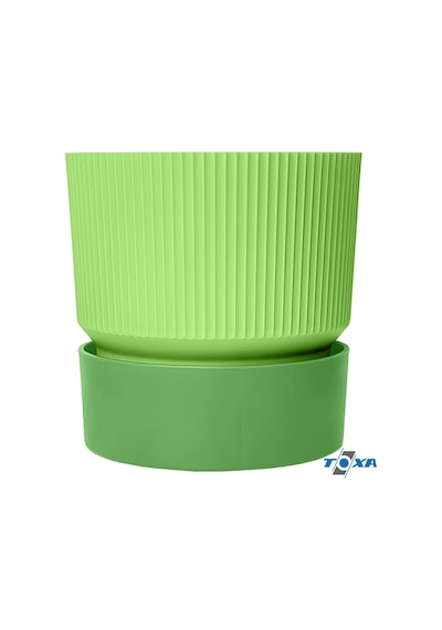 Iksora Saksı Dekoratif Tabaklı Çiçek Kaktüs Saksısı Mat Plastik 1 Adet, Yeşil, 0.4 Litre