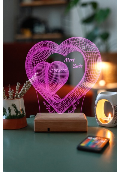 Sevgiliye Hediye Aşk Ve Sonsuzluk 3D Led Lamba