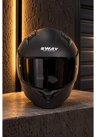 Sway 869 Mat Siyah Motosiklet Kask Black Vizör