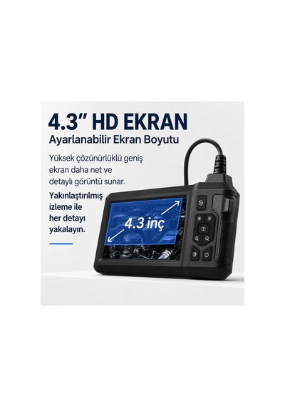 20 Metre Kendinden Ekranlı Çift Kameralı Endoskop Yılan Kamera Full Hd Tesisat Kamerası