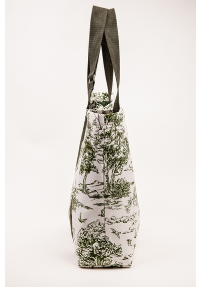 Fabric Craft Bag Plaj Çantası Kadın Omuz Çantası Duck Kumaş İçi Astarlı Mıknatıslı 50x43 Cm Yeşil