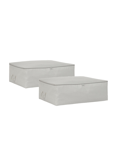 Ocean Home Textile 2'li Büyük Boy Gri Balıksırtı Baza Altı Hurç Set 62 X 46 X 22 Cm Gri