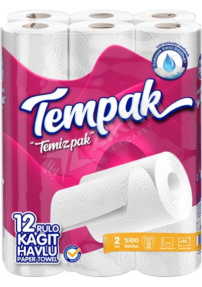 2 Adet Tempak Çift Kat Havlu 12 Li
