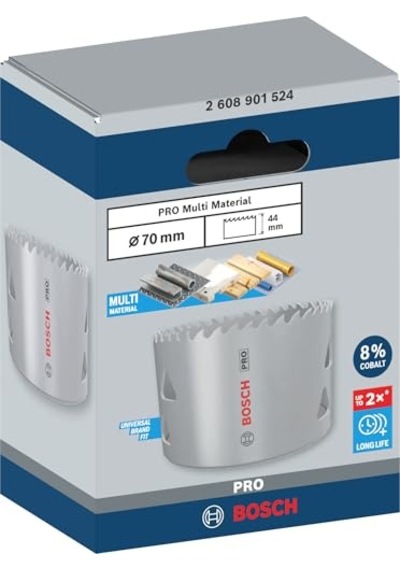 1 X Pro Multi Malzeme Delik Testeresi Yumuşak Ahşap, Alçıpan Duvar İçin, Ø 70 Mm, Profesyonel Aksesuar Matkap