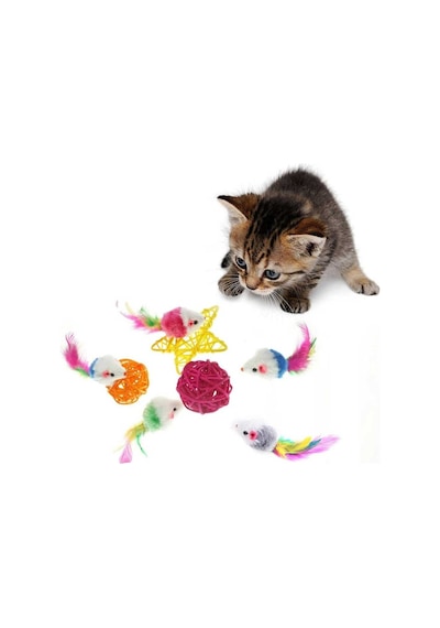 Peluş Fare Renkli Kedi Oyuncağı 4.5 Cm