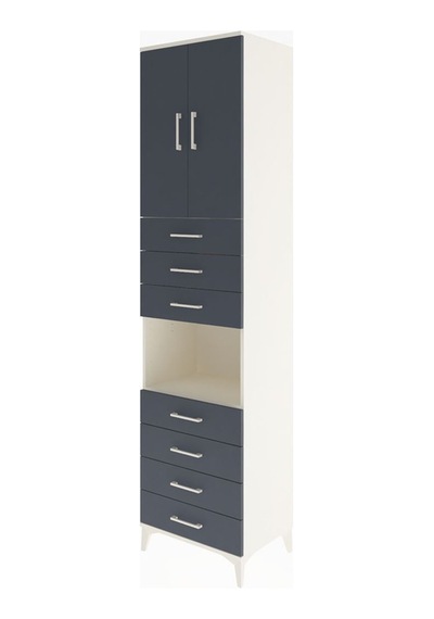 Hyperion Dolap 3 Raflı 7 Çekmeceli 2 Kapaklı 60x44x243 Aytaşı-antrasit Aytası