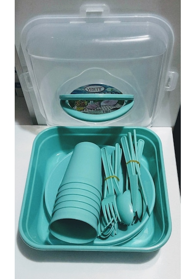 Ahir Ticaret Karizma Piknik Seti 6'Lı 32 Parça Turkuaz Çok Renkli
