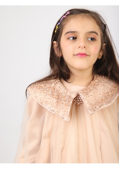 Xo Kids Kız Çocuk Elbise 6-10 Yaş 1628 Bej