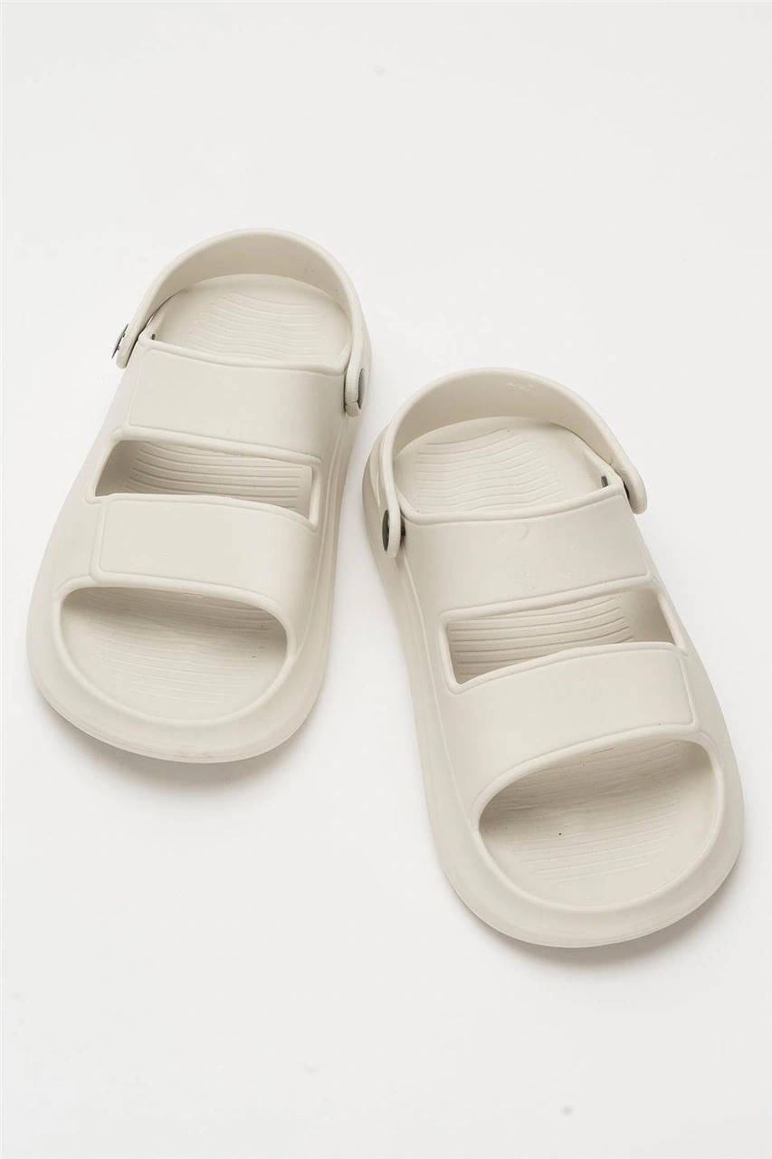 Liger Unisex Ortopedik Deniz Havuz Terliği Sandalet Krem Krem