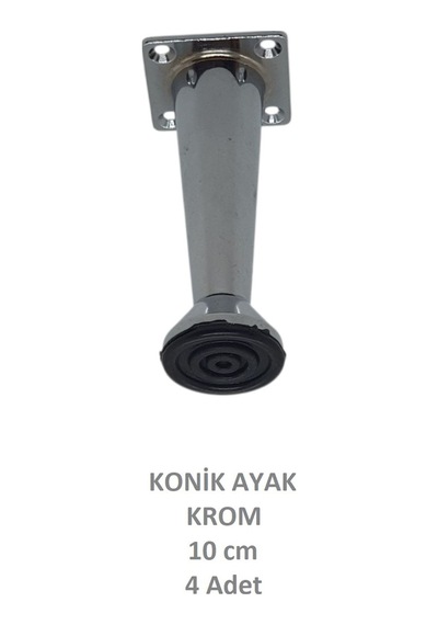 Adilon Konik Ayak, Zamak, Krom, 10 cm, Dolap, Mobilya, Puf Ayağı (4 Adet)