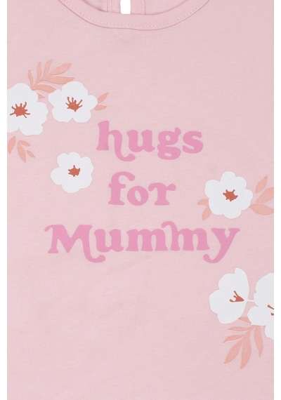 Bebegen Kız Bebek Ekru Pembe Hugs For Mommy Çiçek Baskılı Şortl 2'li Takım