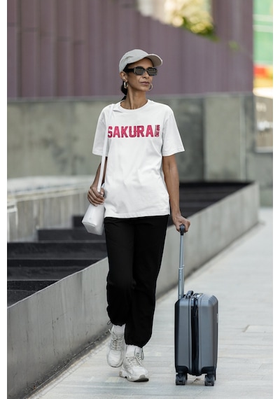 Sevbano Naruto Sakura Haruno Sırt Baskılı Unisex Oversize Anime Tişört Beyaz