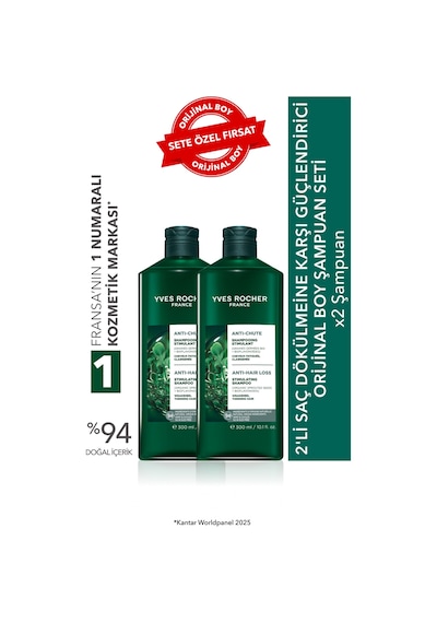 Yves Rocher Saç Dökülmesine Karşı Güçlendirici 2'li Şampuan Seti-şampuan 300 Ml X 2
