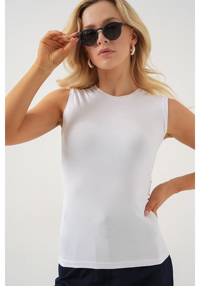 Hiccup Bdart Dik Yaka, Askısız, Fitilli Bodysuit Beyaz