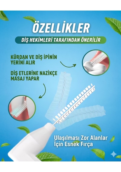 Hannah L-shaped Diş Arası Fırçası 10 Adet Beyaz Renk Arayüz Fırçası Seti 0.4 Mm Diş Bakımı Diş Arası