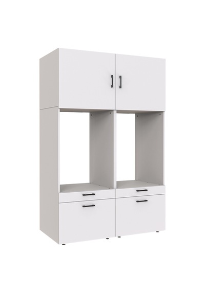 ROOMART ÇAMAŞIR-KURUTMA MAKİNESİ DOLABI + ÜST DOLABI 2'Lİ MAT BEY Mat Beyaz