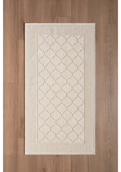 Sakura Sk017a Doğal Pamuk 2'li Banyo Paspas Seti 60x100 60x50cm Kaymaz Taban Makinada Yıkanabilir Kemik