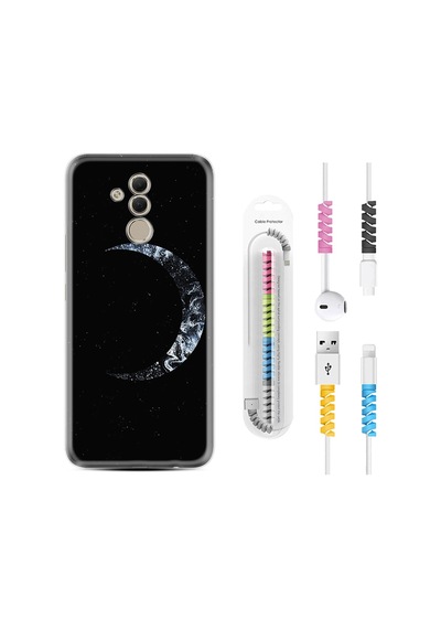 Huawei Mate 20 Lite Kılıf Kablo Koruyuculu Yalnız Ay 1744