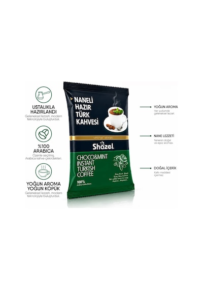 Shazel Hazır Türk Kahvesi Naneli 100 Gr 10 Paket