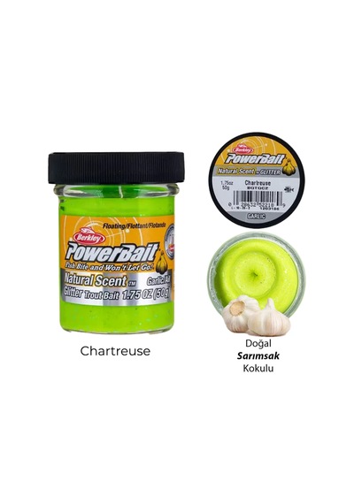 Berkley PowerBait Doğal Kokulu Glitter (Simli) Alabalık Hamuru - Chartreuse - Chartreuse