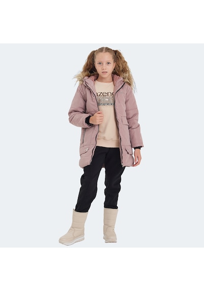 Slazenger CAMELIA Çocuk Kapüşonlu Pudra Mont & Kaban