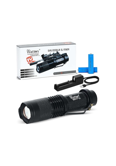 Orijinal 800 Lümen T6 Şarjlı Led El Feneri Uzun Menzilli Profesyonel Model Wt-086 Evimdeyokyok Beyaz