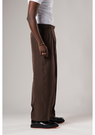 Akçaylar Çift Pileli Yazlık Modal Kumaş Beli Kemerli Geniş Paça Baggy Pantolon Kahverengi Akçaylar Çift Pileli Yazlık Modal Kumaş Beli Kemerli Geniş Paça Baggy Pantolon Kahverengi