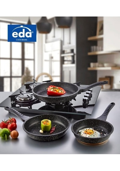 Eda 3 Lü Granit Döküm Tava Seti Takımı - 20-24-28 Cm