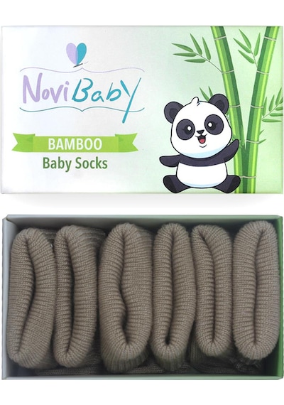 Novibaby 3'lü Bambu Yenidoğan Bebek Çorabı I Beige I 0-6 ay "Karışık Renkli"