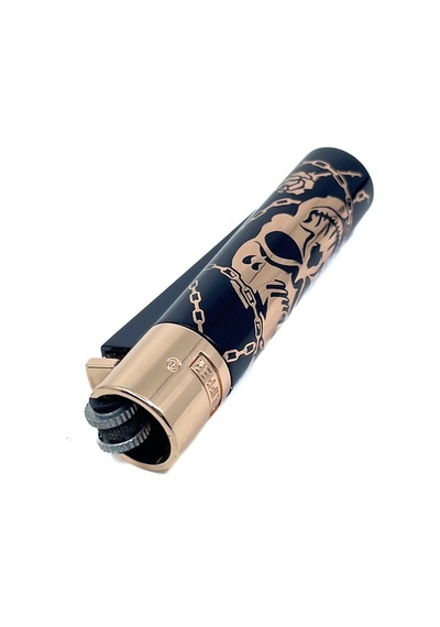 Clipper Deadly Chains Serisi Metal Çakmak - Rose Gold Siyah