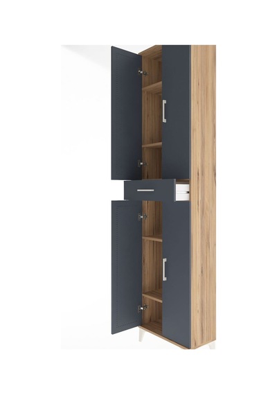 Arges Dolap 5 Raflı Tek Çekmeceli 4 Kapaklı 60x30x243 Çam-ant... Çam