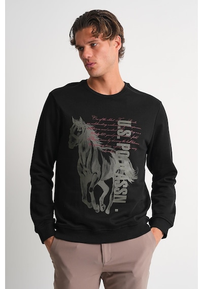Alexander Gardi Alexandergardı Bisiklet Yaka Baskılı Sweatshirt Siyah