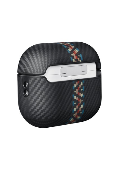 Apple Uyumlu  AirPods Pro 2 Kılıf Magsafe Özellikli 600d Aramid Fiber Pitaka Orchestra Serisi Rhapsody Siyah-mavi